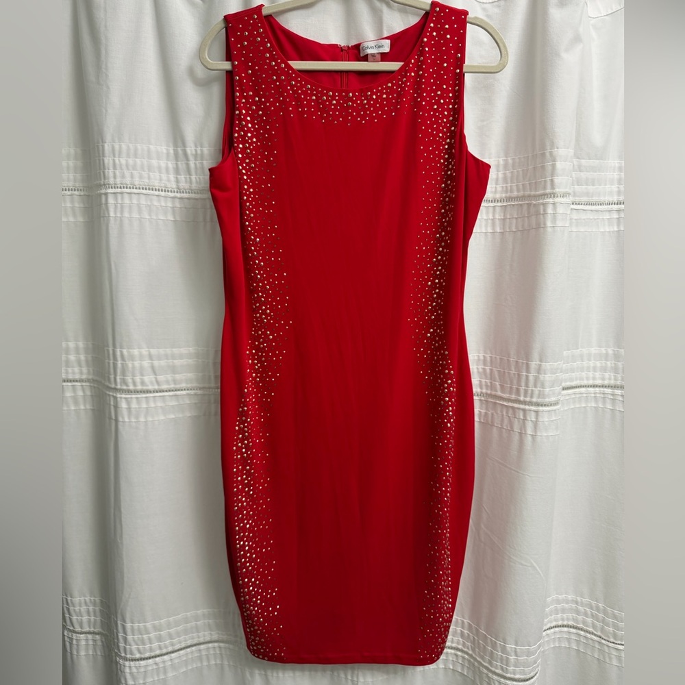 Calvin Klein Red Studded Mini Dress